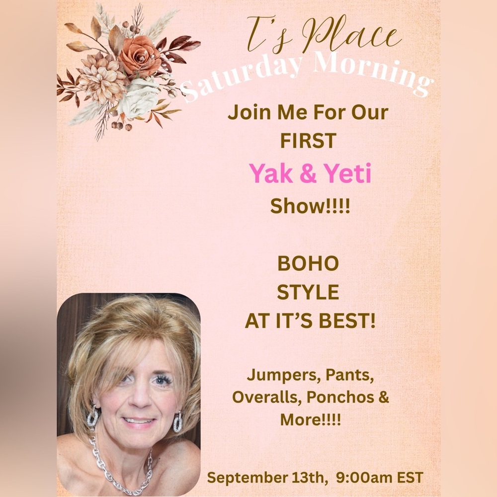 Saturday Morning 9am EST  Boho Style Clothing
Don’t Miss Out!